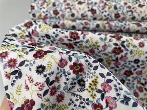 Poplin - med fine små blomster i violette toner